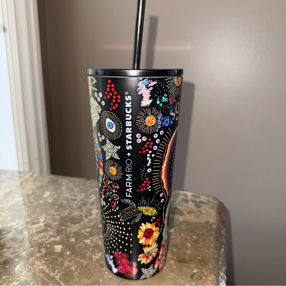 Starbucks Farm Rio Black Floral Tumbler